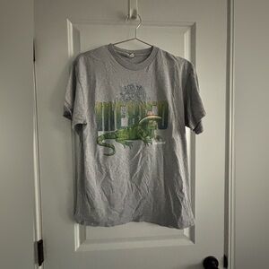 Gray Tee with Green Reptile and Mexico Design